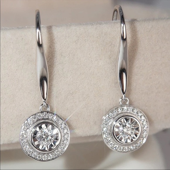 New Women’s 925 Silver Crystal Drop Earrings - Picture 2 of 5